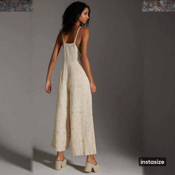 OLLARI By Anthropologie Wide Leg Lightweight Floral Printed Jumpsuit Overalls - Picture 4 of 16